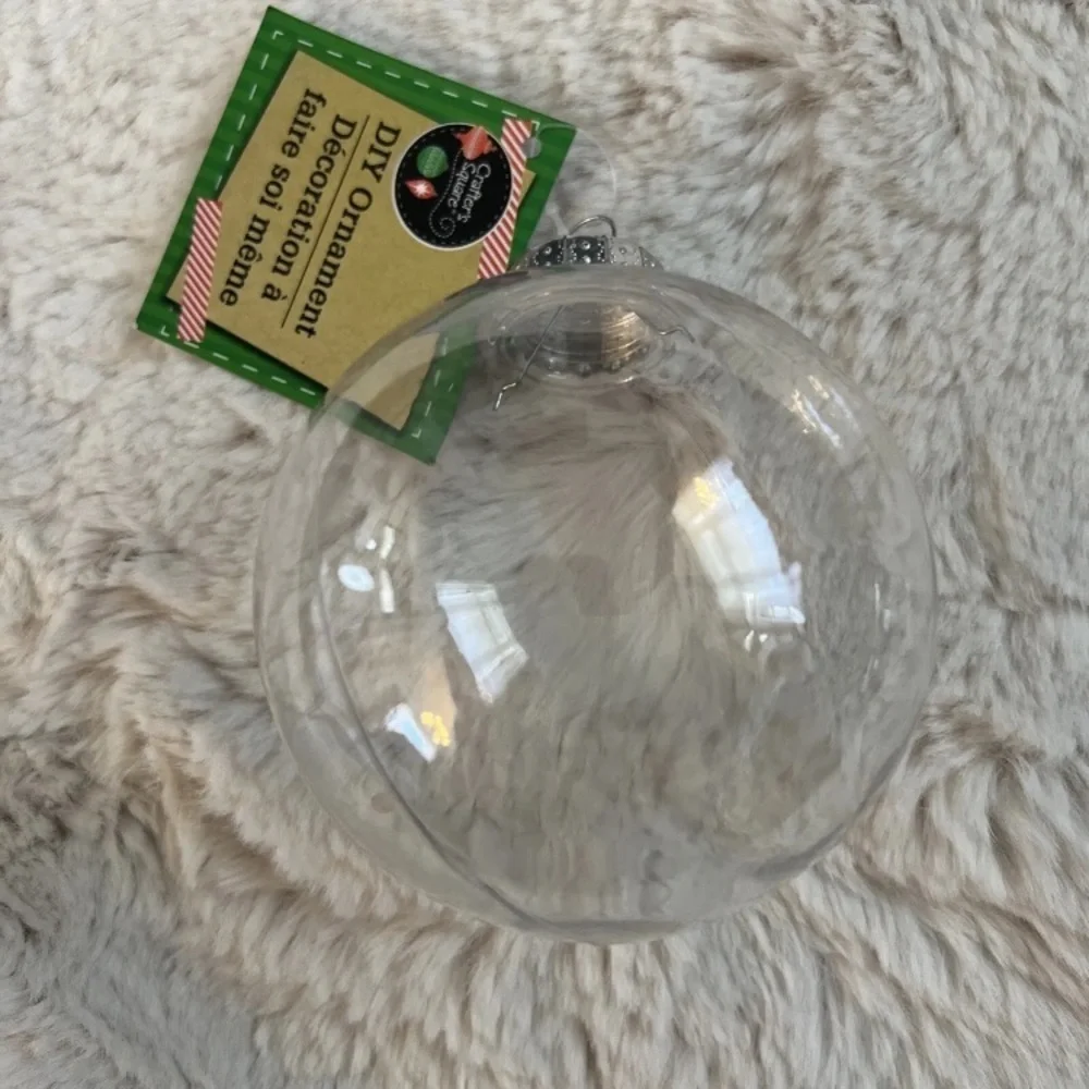 Christmas DIY Clear Fillable Paintable Plastic Ornament 5” Qty 2 Artminds New